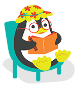 Illustration of Penguin sitting on a chair coloring