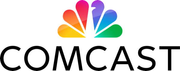 Comcast Word logo with colorful logo symbol above