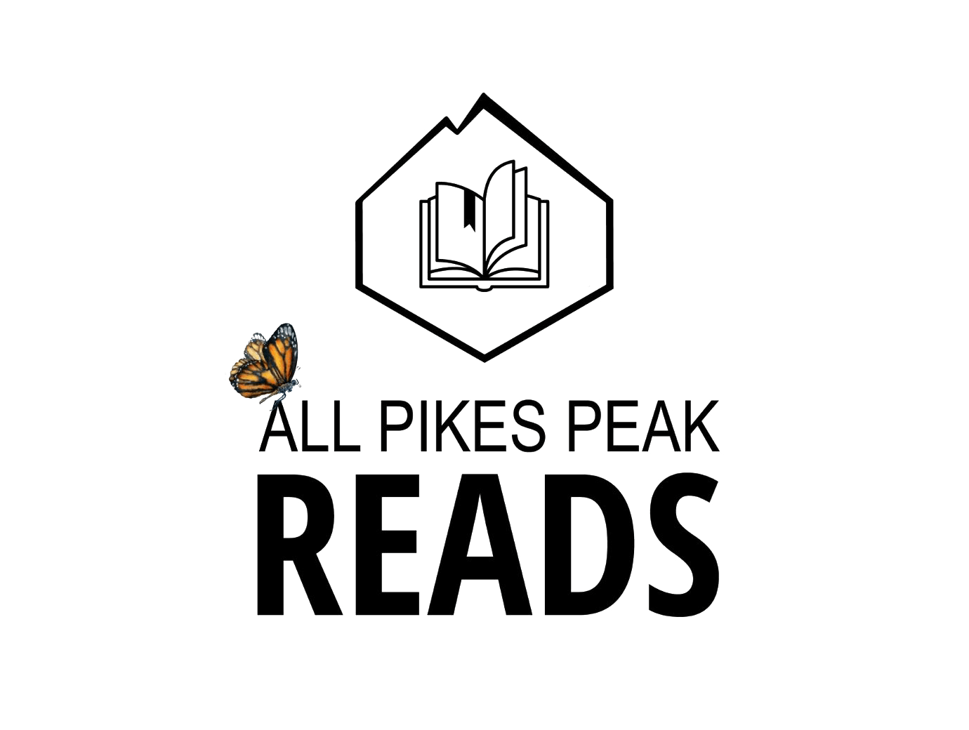 All Pikes Peak Reads Logo. A book icon encircled into a mountain shape