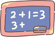 a drawing of a chalkboard with math problems on it.