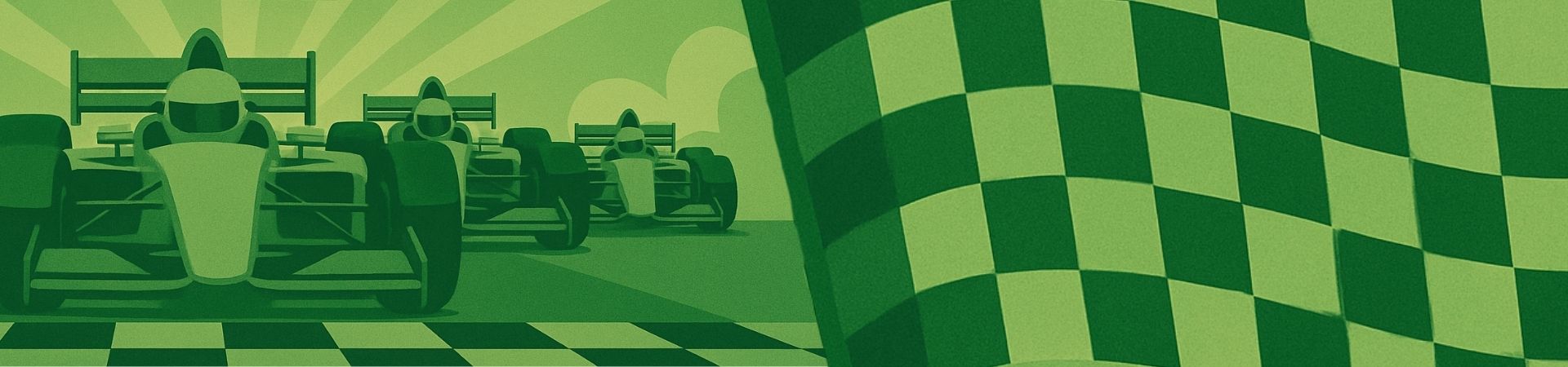 An illustration of some race cars nearing the finish line