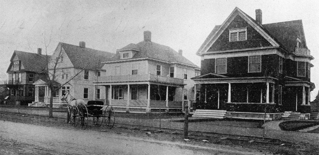 a black and white photo of homes on Nevada Avenue
