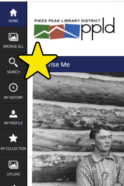 Photo highlighting the location of Advanced Search in Digital Collections