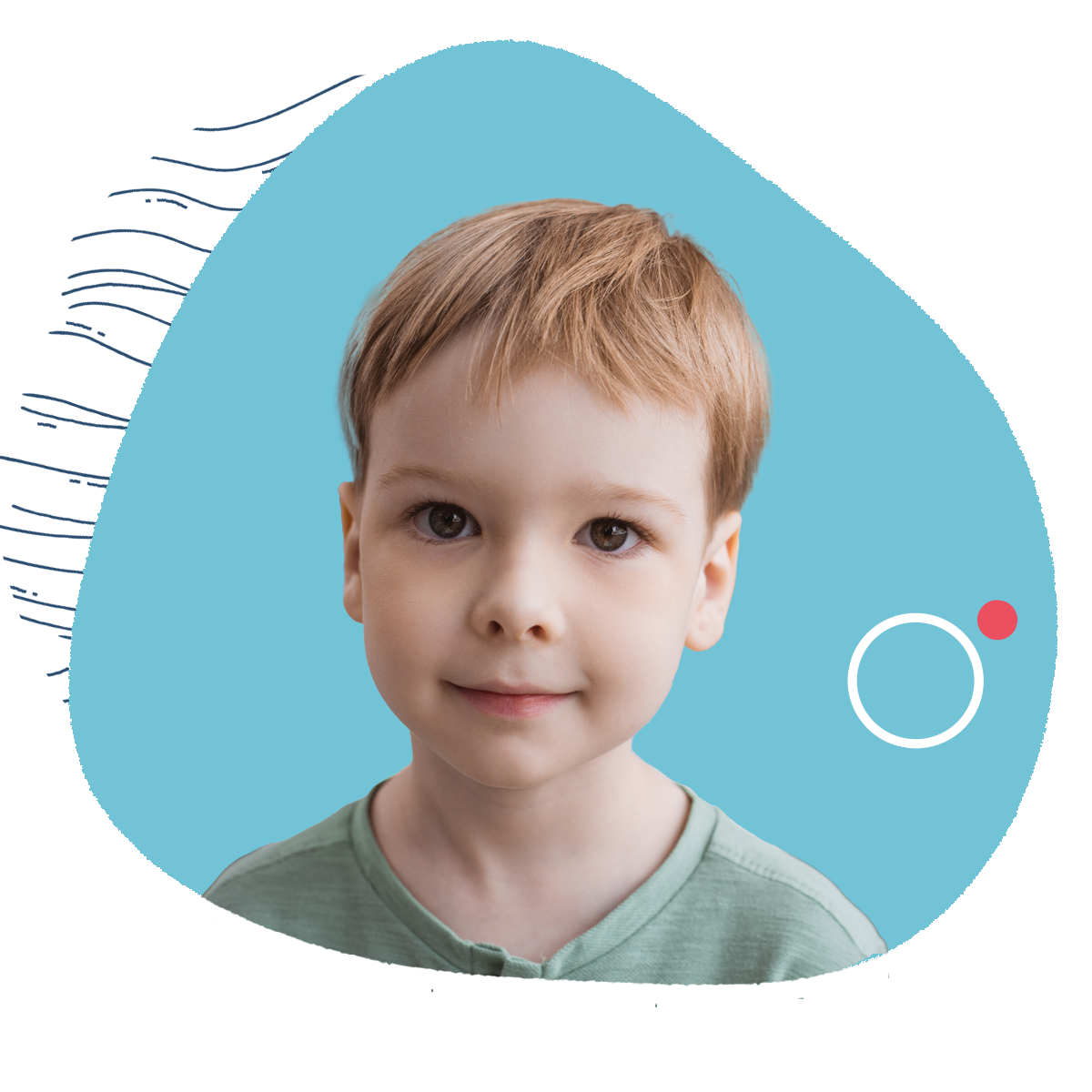 smiling young boy on a light blue background