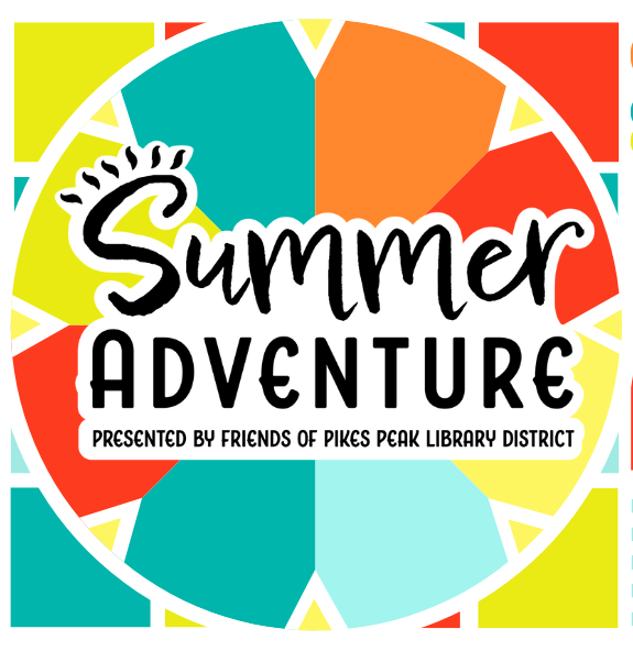 A colorful pattern of squares with the headline "Summer Adventure"