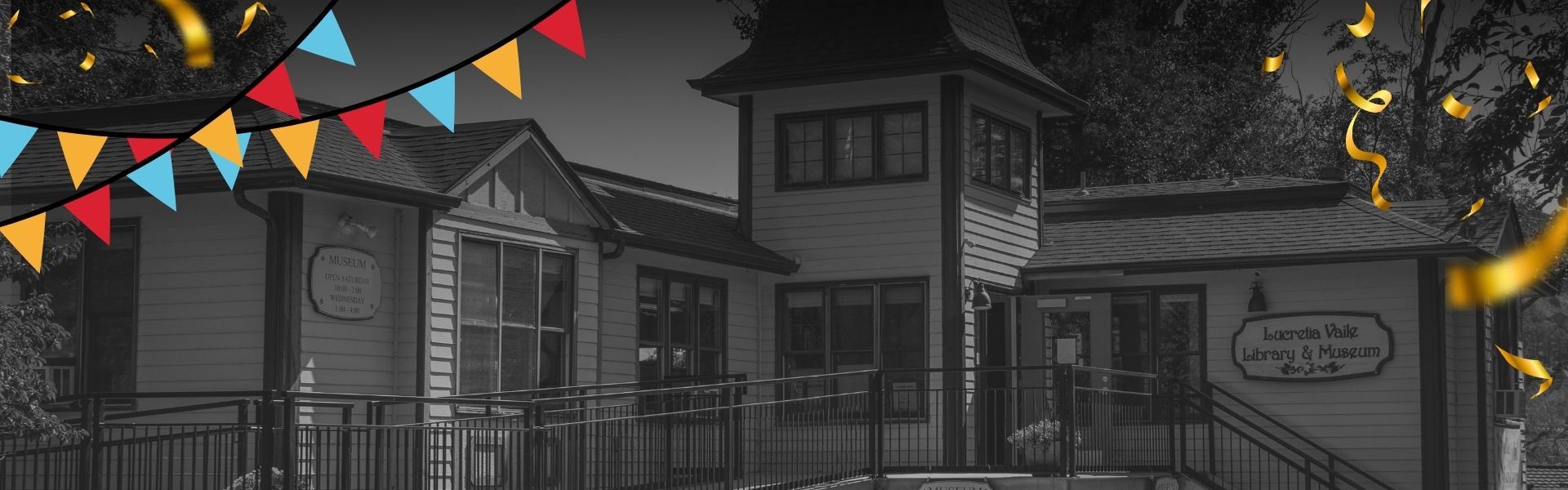 A black and white photo of Palmer Lake Library