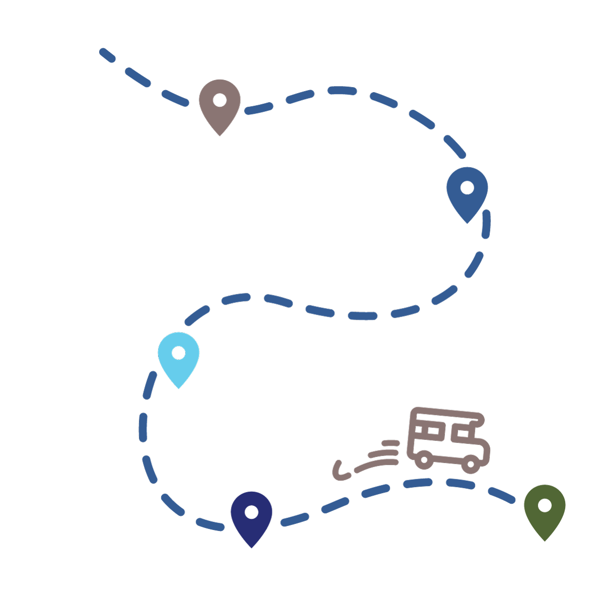 An illustration of the Mobile Library zooming to point-to-point