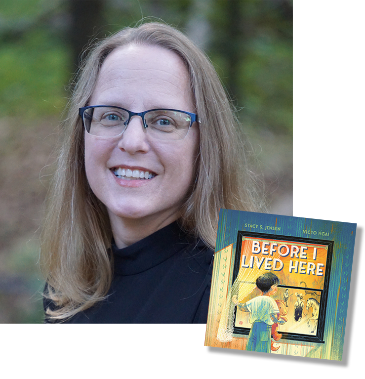 Photo of author Stacy Jensen and an image of her book, "Before I Lived Here"
