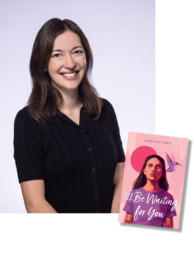 Photo of author Mariko Turk and an image of her book, "I'll Be Waiting For You"