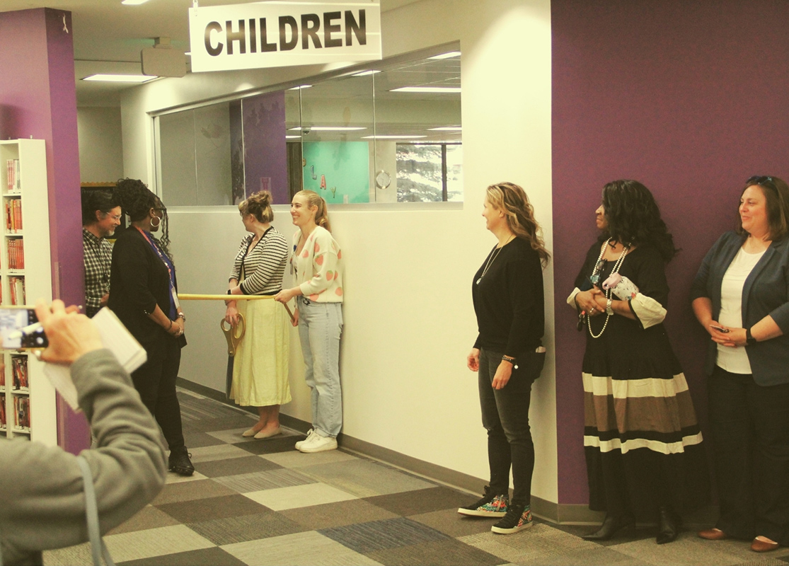 Ribbon cutting at the Penrose Library after it was closed for renovations