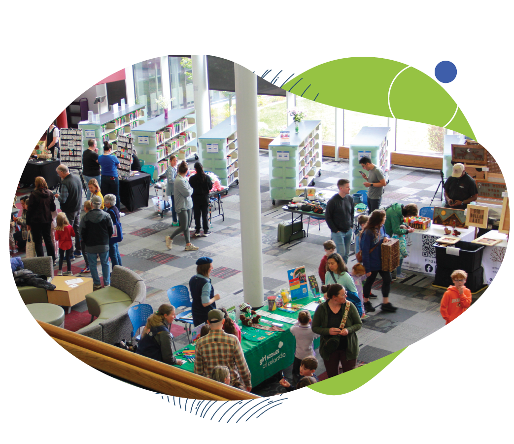 An Overhead photo of All Pikes Peak Makes in the 21c Library