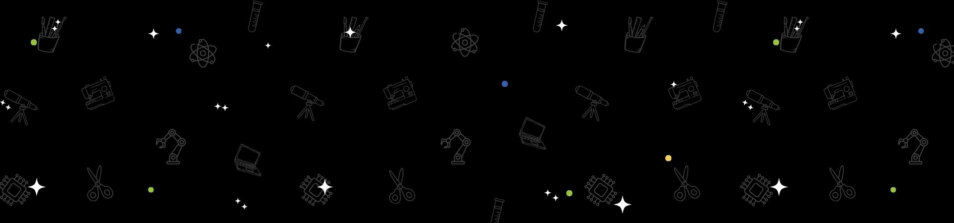 A black background with different makerspace icons