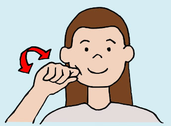 an image of a girl signing the word 'apple'