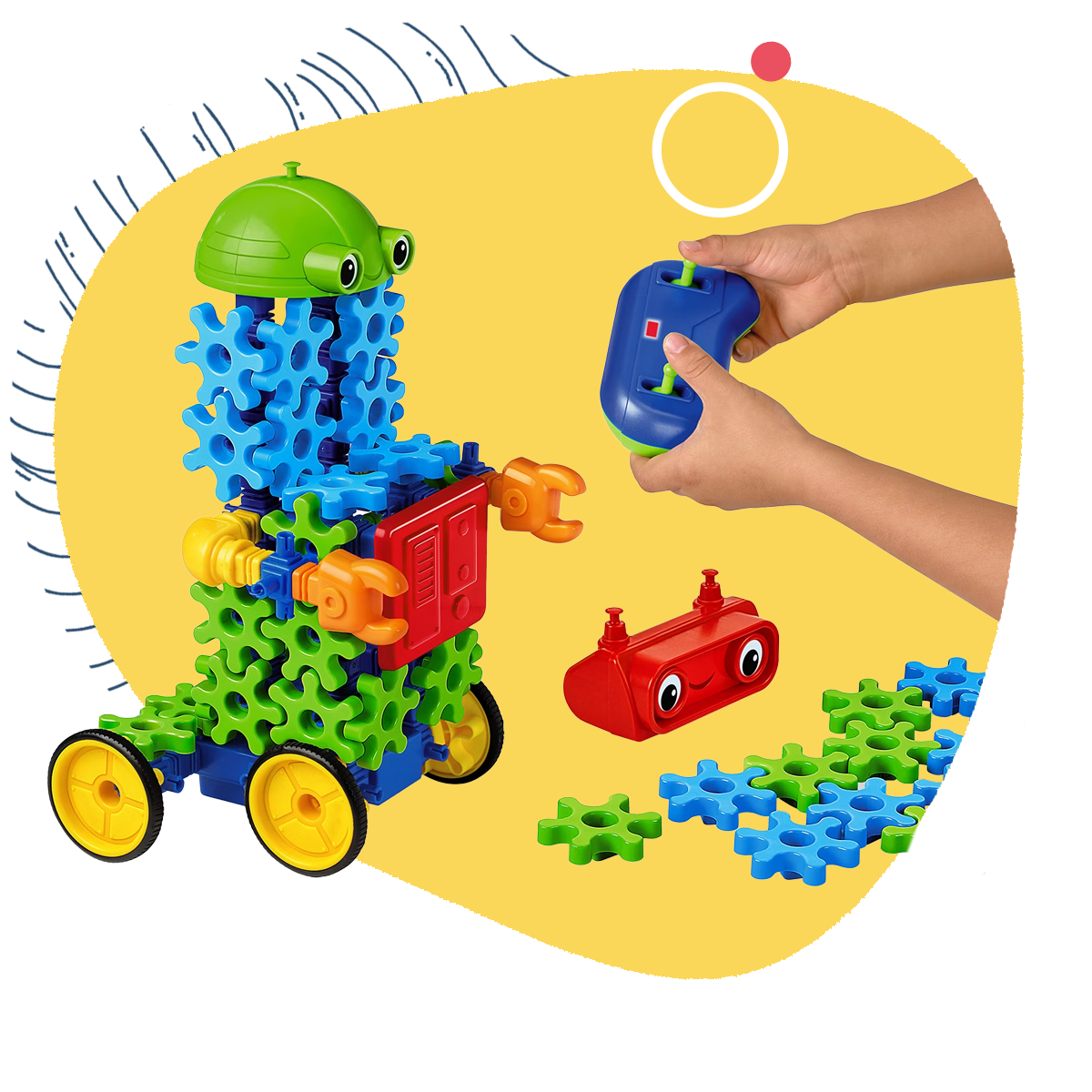a photo of Remote Control Gear-bot discovery kit with a yellow backgroung