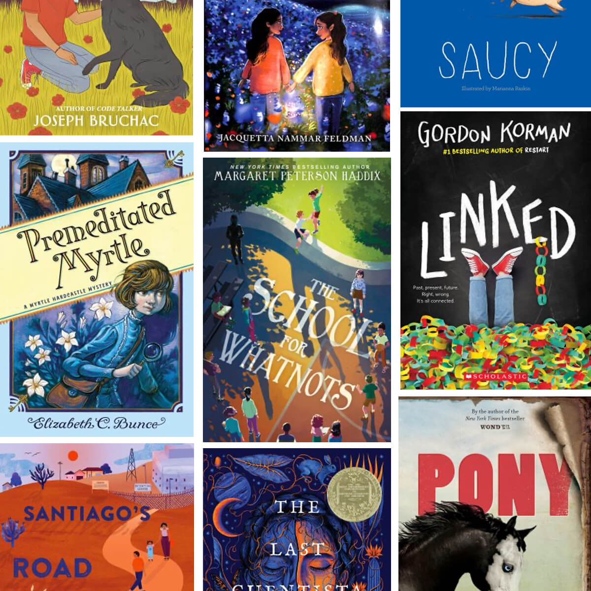 A collection of book covers of select books for 5th graders