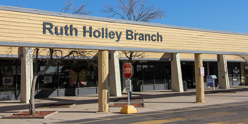In front of Ruth Holley Library