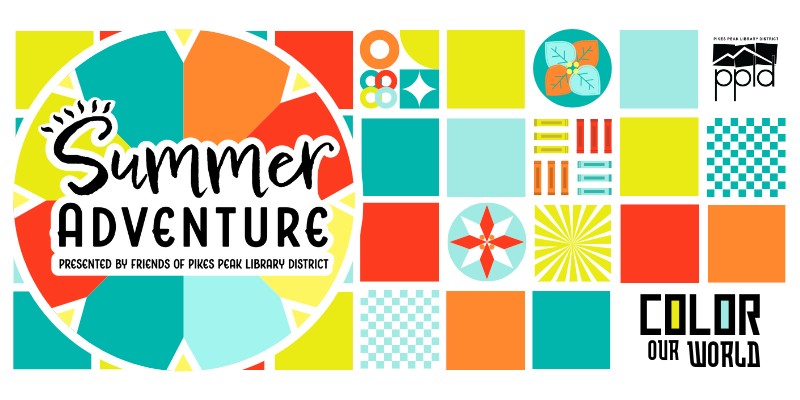 Different colored square pattern with the headline "Summer Adventure"