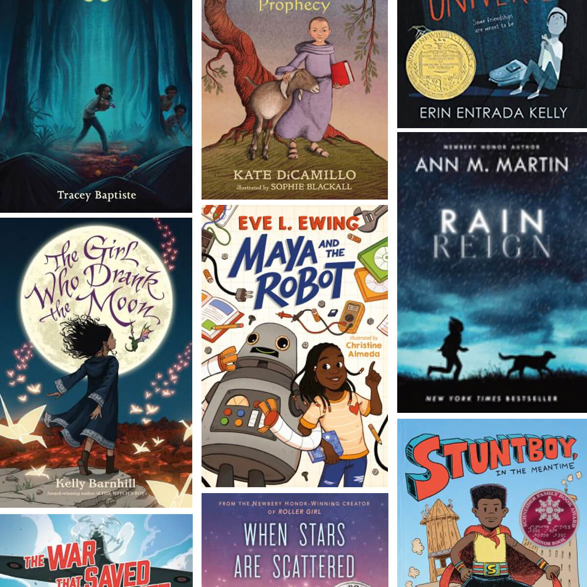 A series of book covers of select books for fourth grade readers
