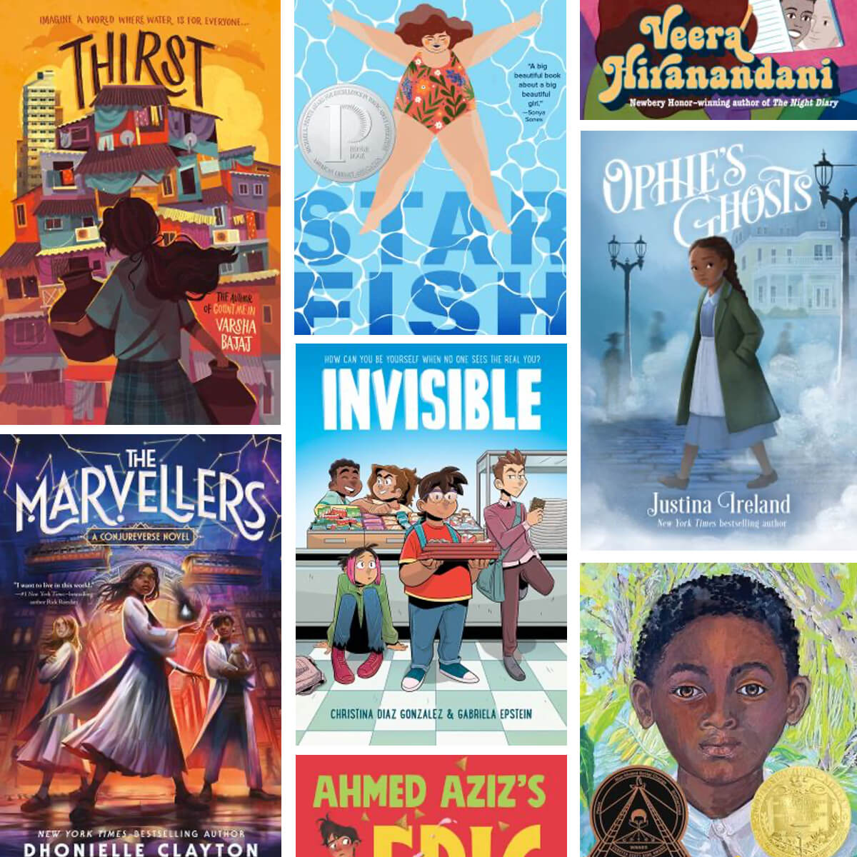 A collection of Book covers of sixth grade book reading list