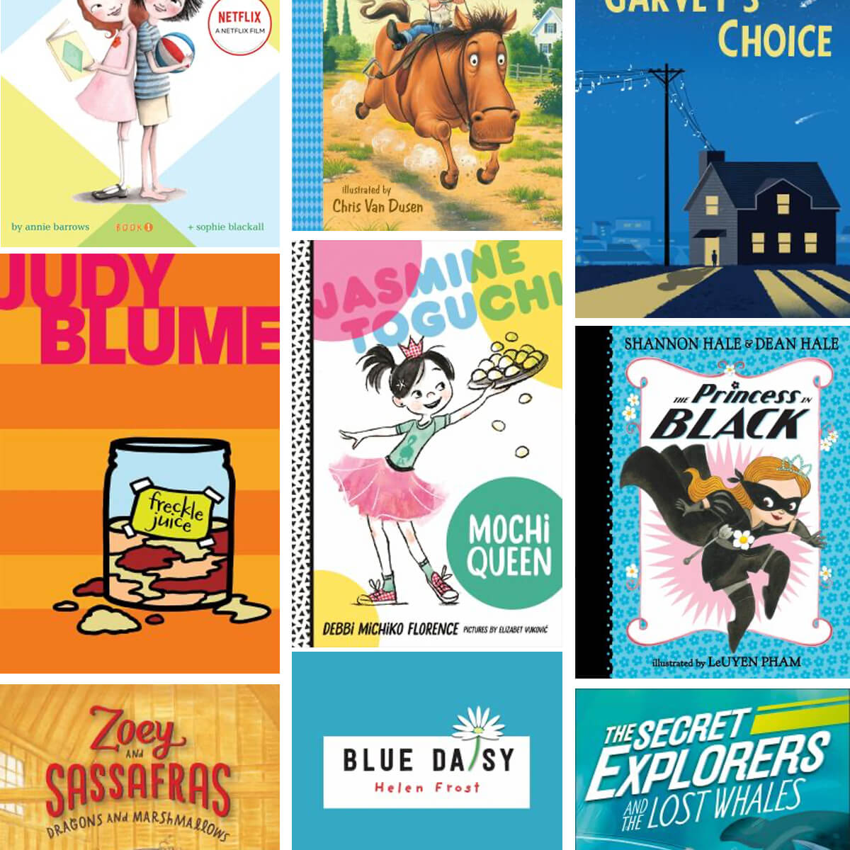 A series of book covers of a select books for third graders