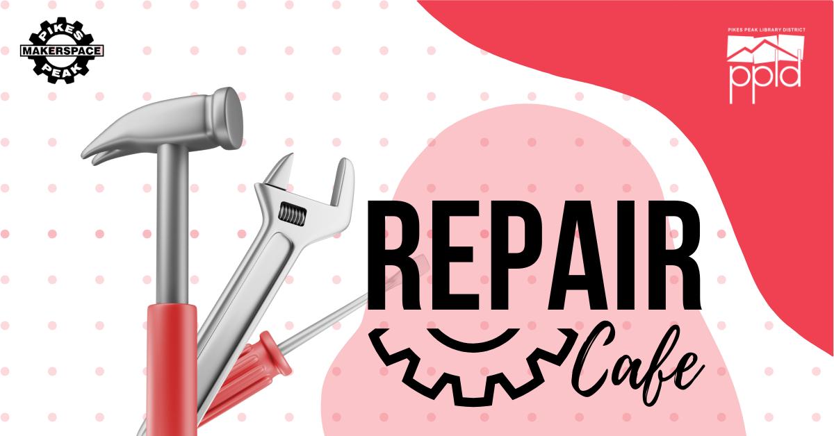 Repair Cafe graphic with hammers and tools