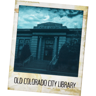 Old Colorado City Library in a polaroid film strip