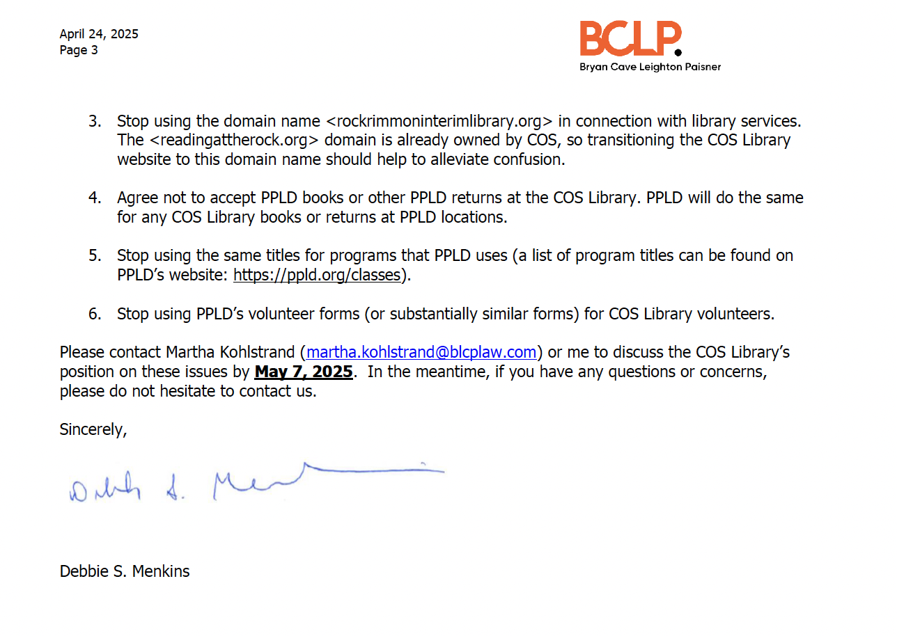 Part 3 of letter from BCLP