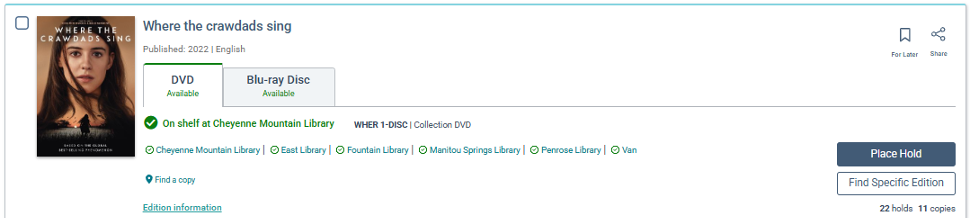 Book details within the catalog