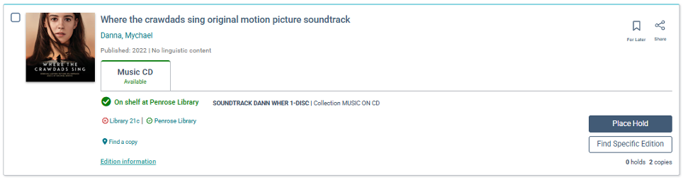 book details of the catalog