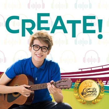 Teen Holding a Guitar with the word "Create" above