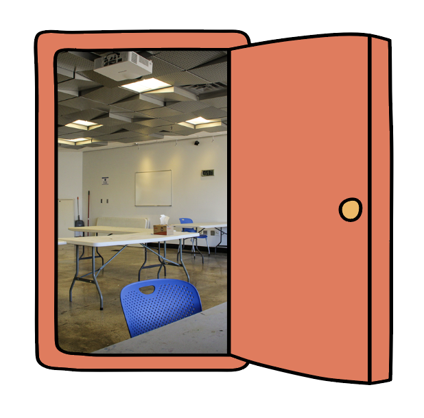 An Illustration of a Meeting Room with a door opening into it