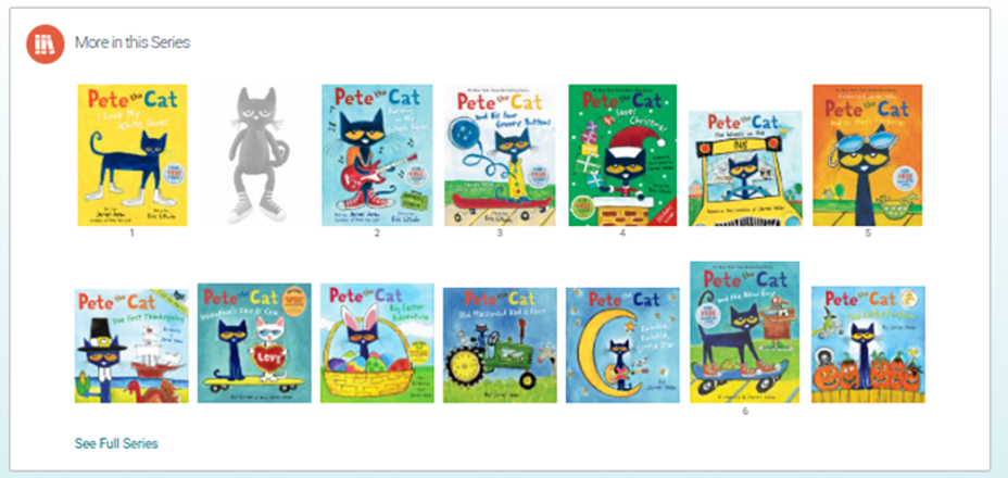 An illustration of books in a series on the catalog