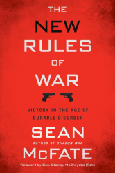 Red cover with white letters and two guns facing each other