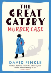 White cover with black and red letters with a man in a blue trench coat