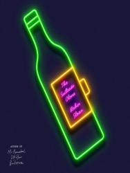 Black cover with a neon sign of a bottle with pink letters