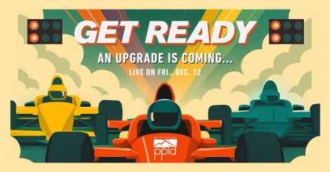 A vintage illustration of Race Cars speeding down a track with the headline "Get Ready an Upgrade is coming"