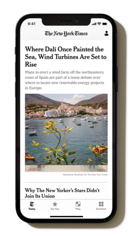 New York Times Phone Mockup of website