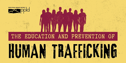 The Education and Prevention of Human Trafficking headline with a community of people standing together
