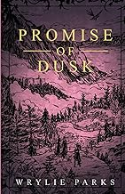Book cover of Promise of Dusk, with trees, clouds, and a mountain in a purple hue